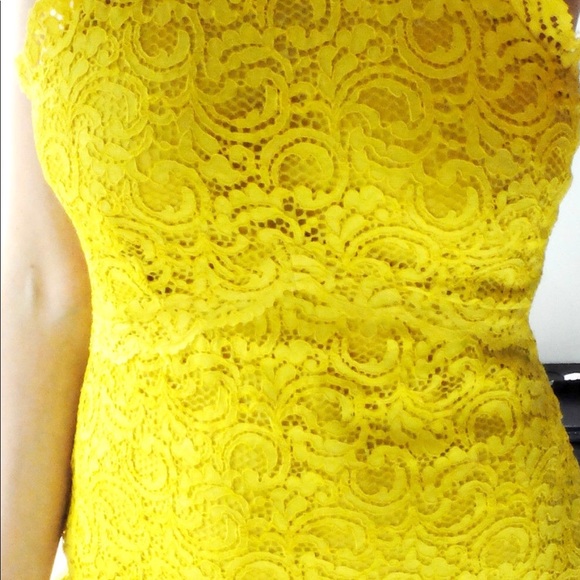 Zara Yellow Lace Shift Dress - Picture 5 of 5